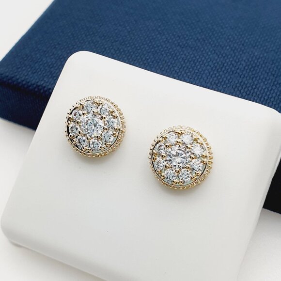 "14K Gold Plated Cubic Zircon Earrings, INUS1BR150 - Picture 4 of 8